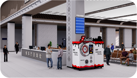 Automated retail vending machine in waiting area providing instant services